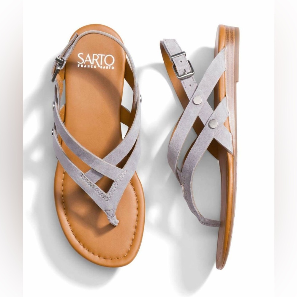 Franco Sarto Soft Leather Lavender Gray Sandals Size 8